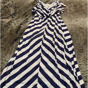 BAR III Navy/Cream Chevron Maxi Dress Size XS NWT